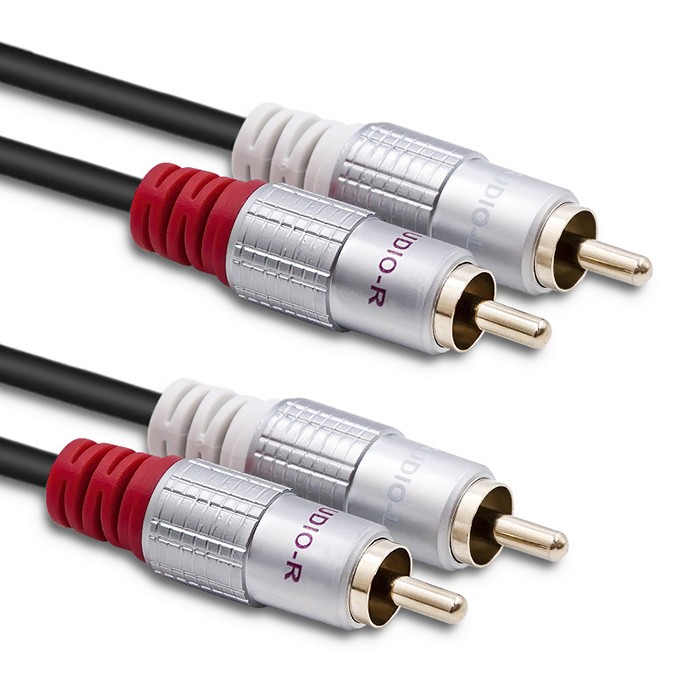 Qoltec 2x RCA męski / 2x RCA męski 2m Czarny