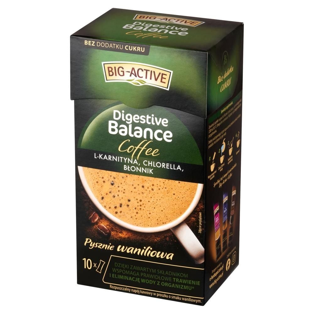 Big-Active Digestive Balance Coffee Rozpuszczalny napój kawowy o smaku waniliowym 100 g (10 x 10 g)