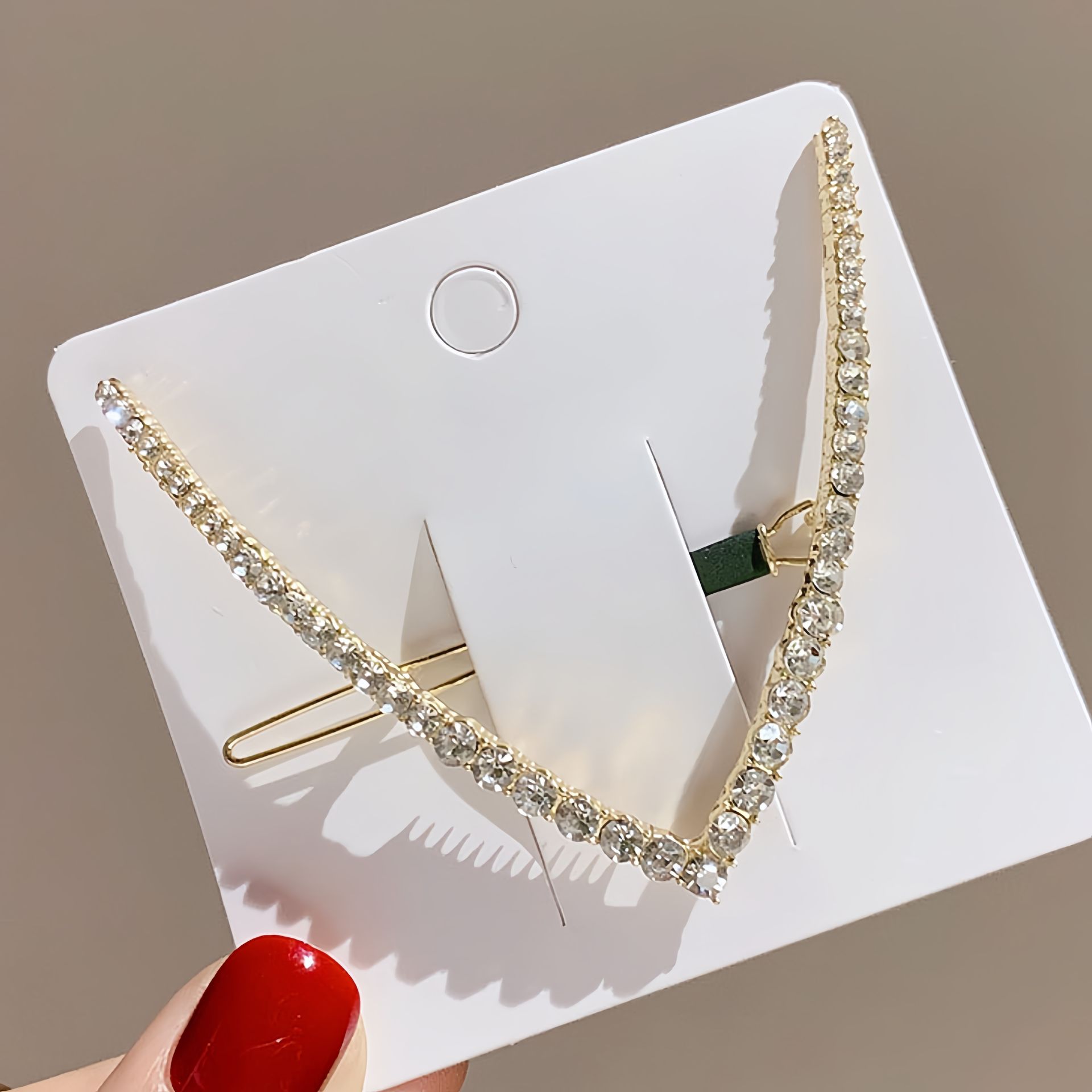 TEMU Stylowa spinka do włosów z cyrkoniami o klasycznym designie, elegancki dodatek do włosów, prosta klamrka, minimalistyczna ozdoba do włosów,