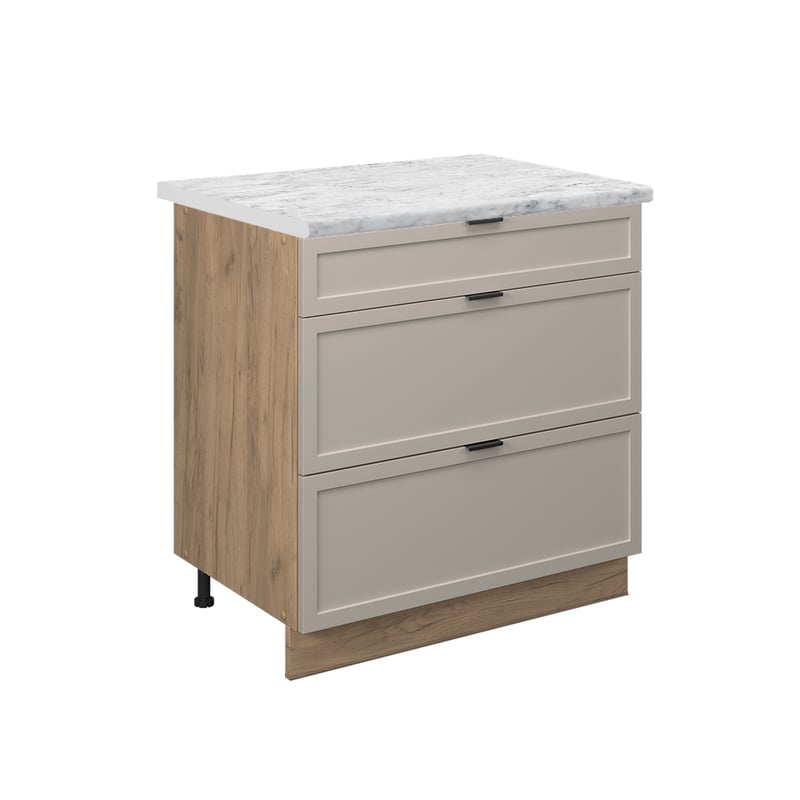 Vicco Szafka dolna do kuchni Fame-Line, GreyBeige, 80 cm z 3 szufladami, BP Marmur