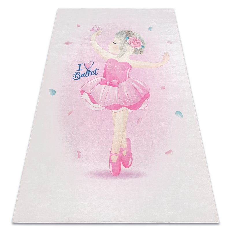 Dywan do prania BAMBINO 42830 Balerina dla dzieci, antypoślizgowy - różowy 120x170 cm