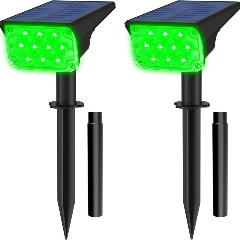 Zielony reflektor solarny na Boże Narodzenie – idealny do ogrodów, ścieżek, dziedzińców, basenów, tarasów itp. – opakowanie 2 szt.