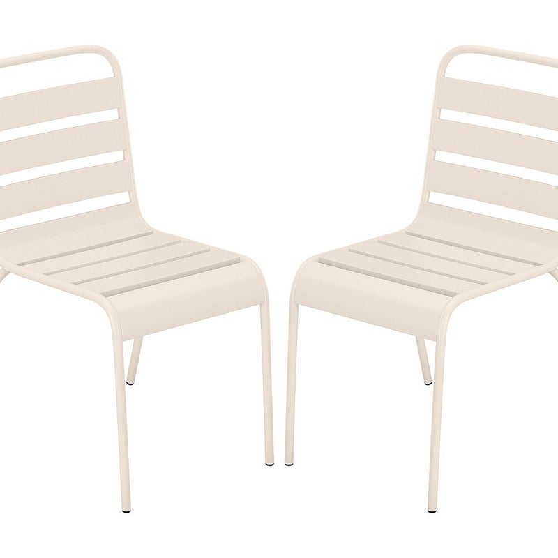 Zestaw 2 krzeseł ogrodowych sztaplowanych z metalu - Beżowy - MIRMANDE marki MYLIA