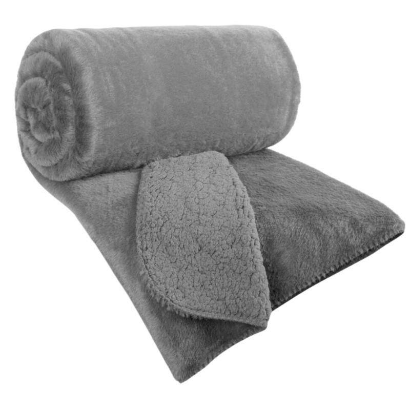 Narzuta futrzana NINA srebrna 170x210 cm