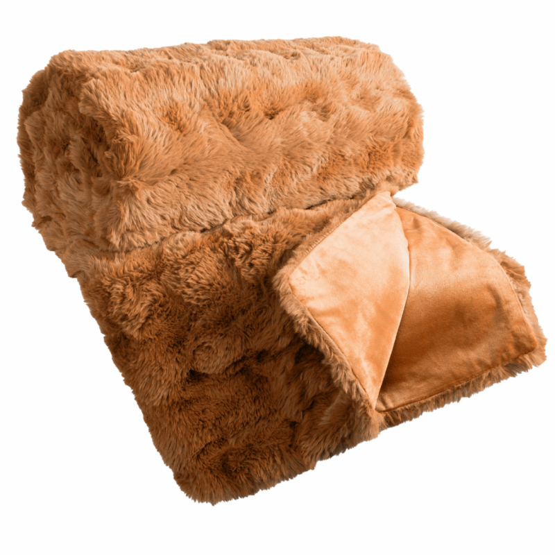 Narzuta futrzana LILY miodowa 200x220 cm