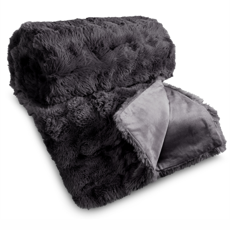 Narzuta futrzana LILY stalowa 200x220 cm