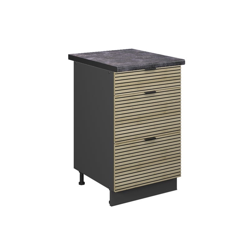 Vicco Szafka dolna do kuchni Fame-Line, Panel dębowy, 50 cm , BP Antracyt