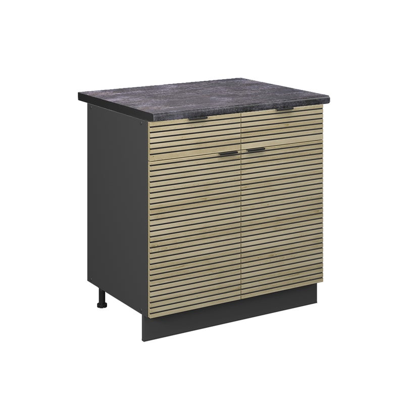Vicco Szafka dolna do kuchni Fame-Line, Panel dębowy, 80 cm , BP Antracyt