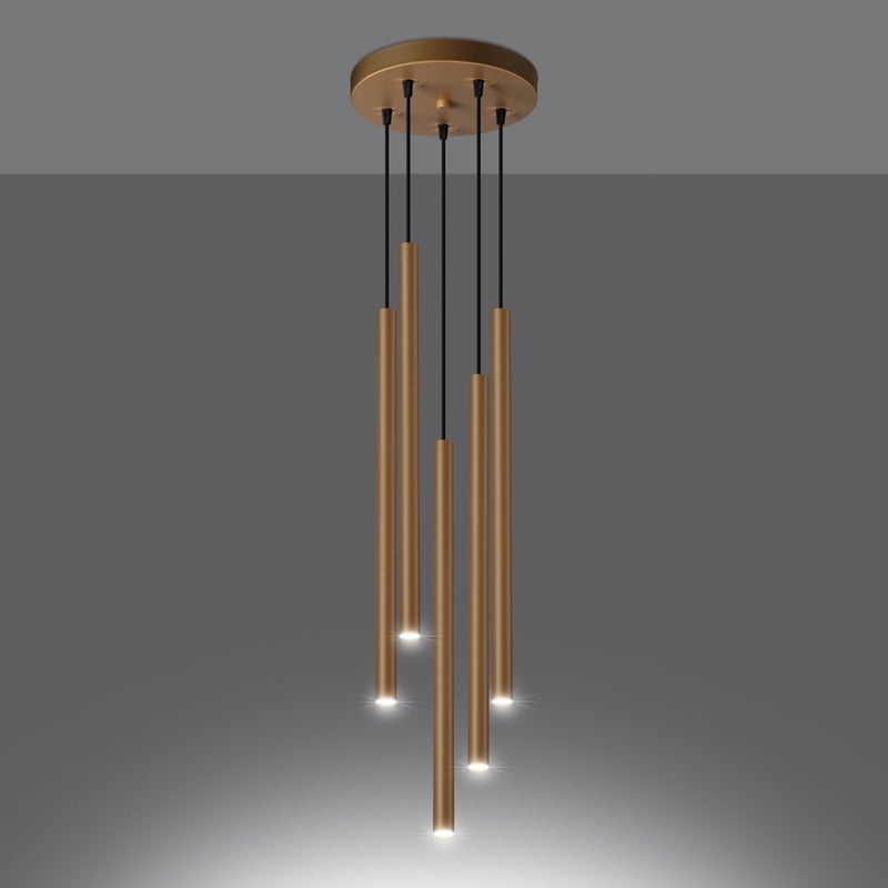 Lampa wisząca BRILL 5P złota LED 3000K - 25x25x110cm Sollux
