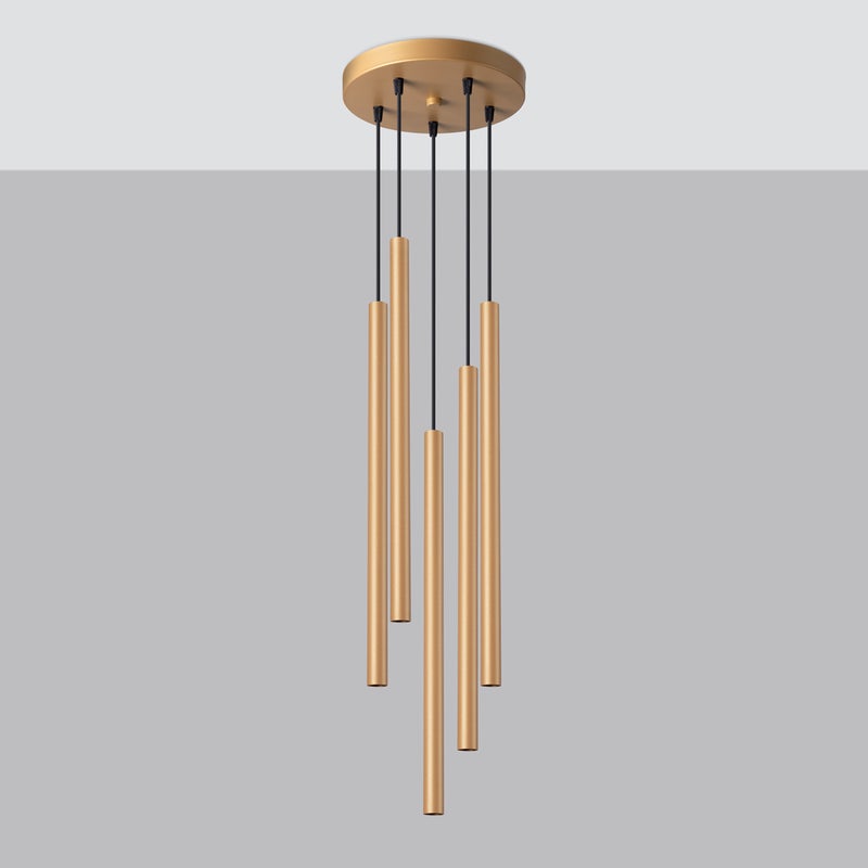 Lampa wisząca BRILL 5P złota LED 4000K - 25x25x110cm Sollux