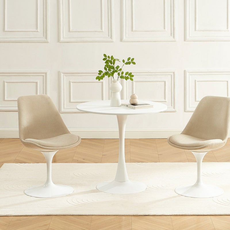 Krzesło stalowe z teksturowaną tapicerką - Beżowy i Biały - XAFY