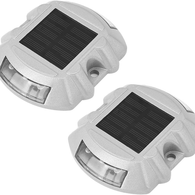 Zestaw 2 lamp słupkowych zasilanych energią słoneczną, składających się z 6 diod LED, do ścieżek, ogrodu, trawnika, tarasu, wodoodpornych.