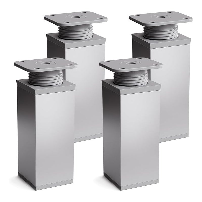 1 zestaw 4 nóżek meblowych, Wysokość: 80 mm (+100 mm) regulowana, Kształt kątowy: 40 x 40 mm