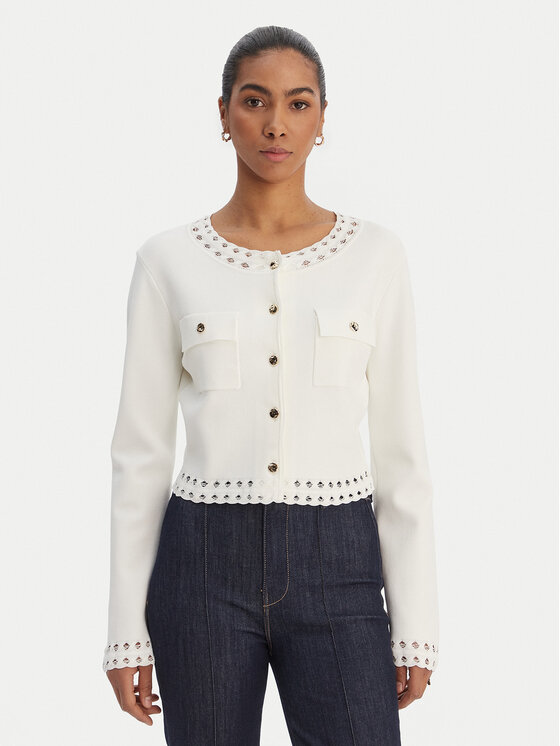 Fracomina Kardigan FR26ST8010K52401 Écru Regular Fit