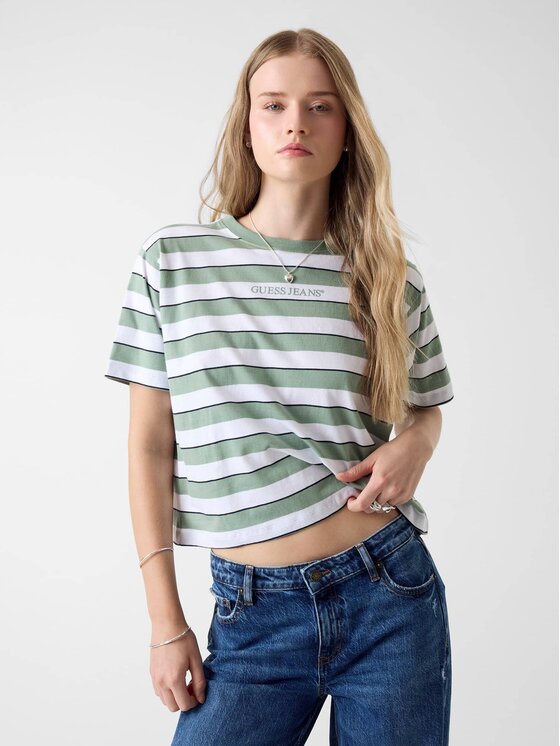 Guess Jeans T-Shirt 180718 Zielony Classic Fit