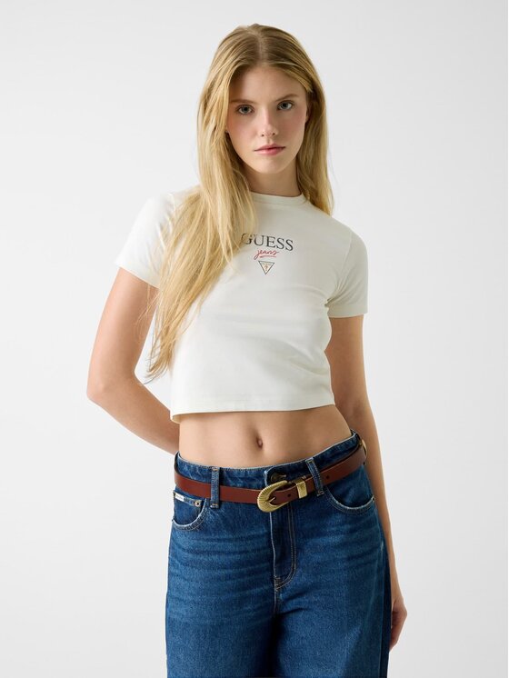 Guess Jeans T-Shirt 180328 Beżowy Classic Fit