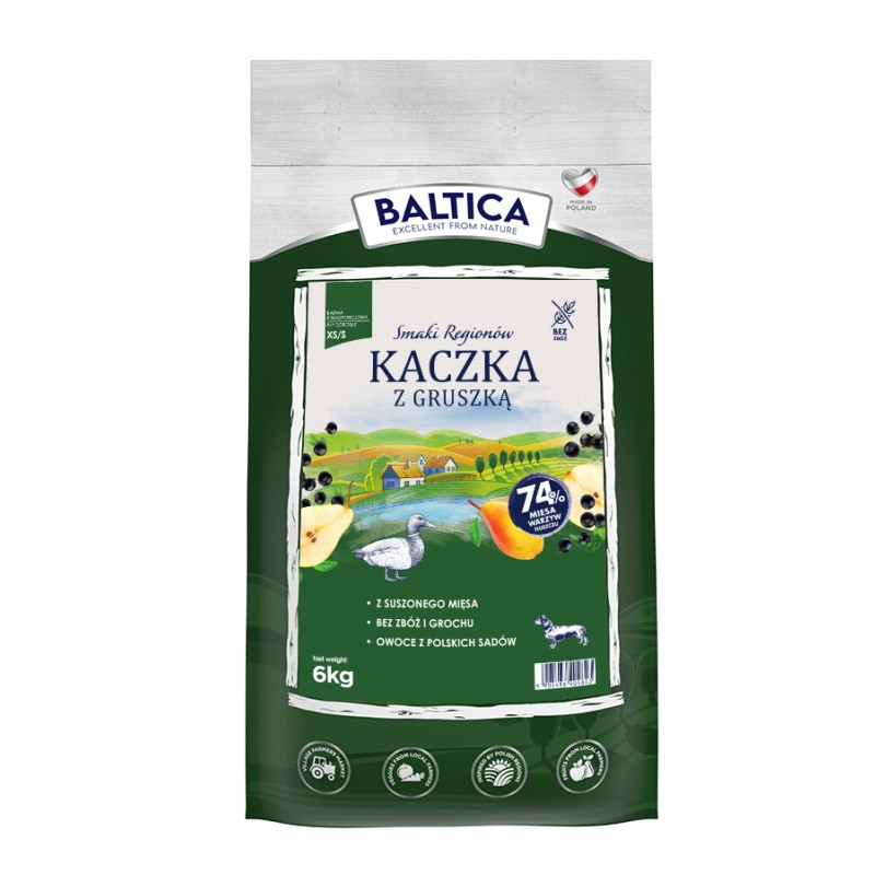 BALTICA Smaki regionów Małe rasy Kaczka z gruszką - sucha karma dla psa - 6kg
