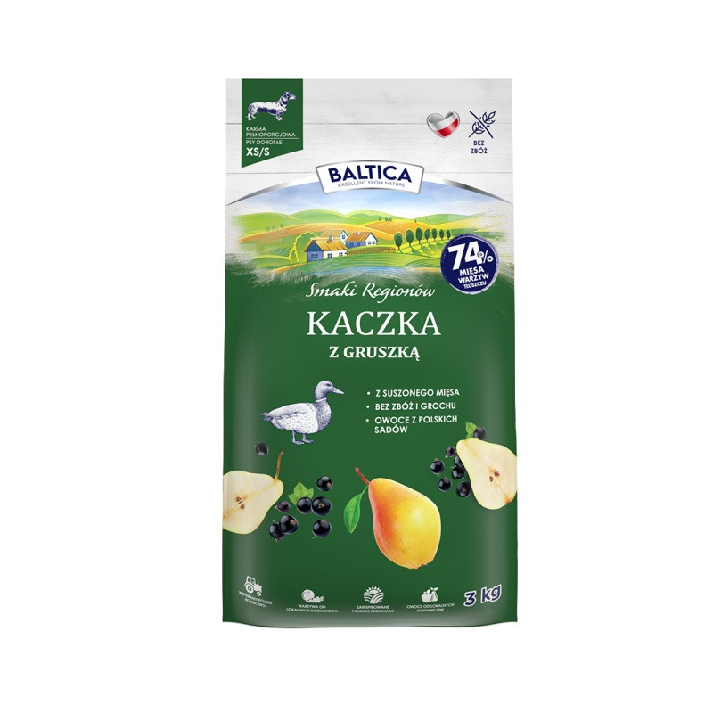 BALTICA Smaki regionów Małe rasy Kaczka z gruszką - sucha karma dla psa - 3kg