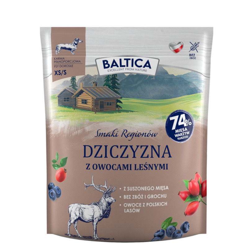 BALTICA Smaki regionów Małe rasy Dziczyzna z owocami leśnymi - sucha karma dla psa - 1kg