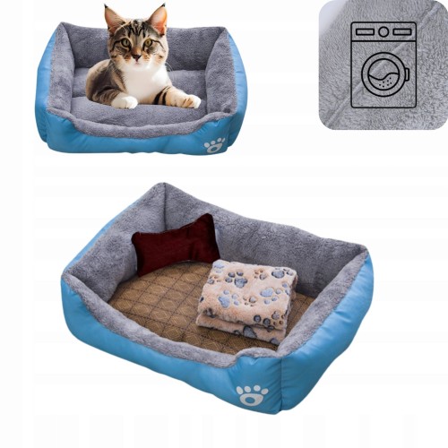 Legowisko dla psa XL 60x45 – kanapa z poduszką, kocykiem i matą