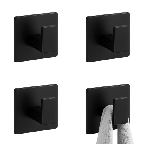 Wieszak łazienkowy samoprzylepny – metalowy haczyk na ręczniki, 4 sztuki