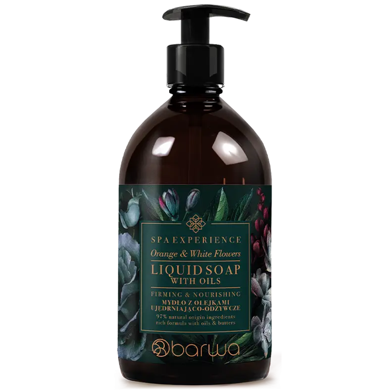 Barwa SPA Experience, mydło z olejkami, ujędrniająco-odżywcze, pomarańcza i białe kwiaty, 380 ml