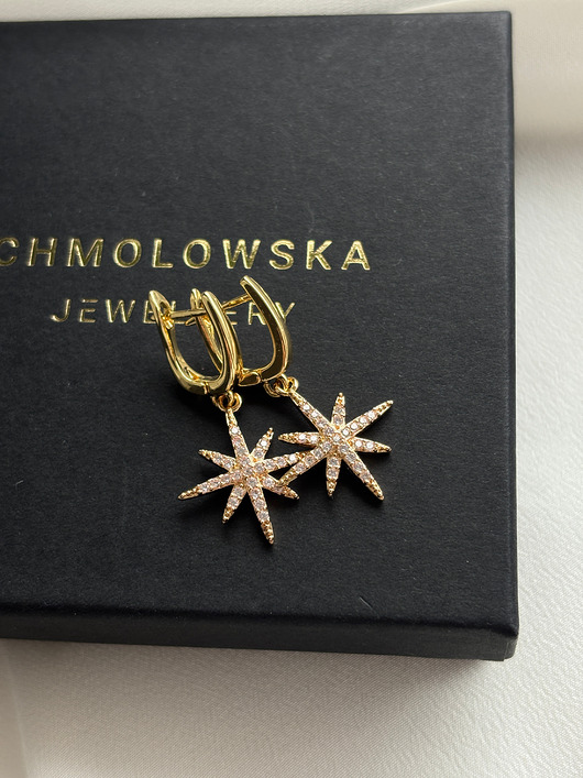 Kolczyki pozłacane Gwiazdka z cyrkoniami