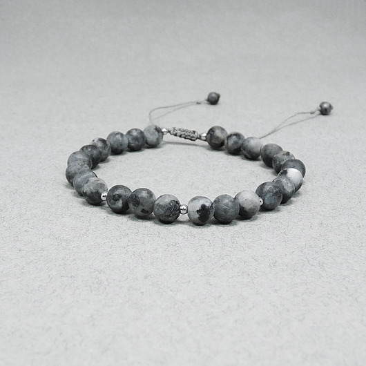 Szare kamienie 6 mm Bransoletka z larvikitem
