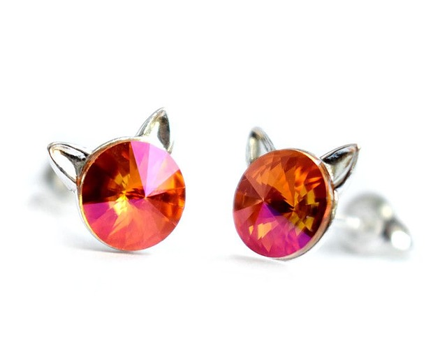 Kocie kolczyki - Kryształy Swarovski (większe)