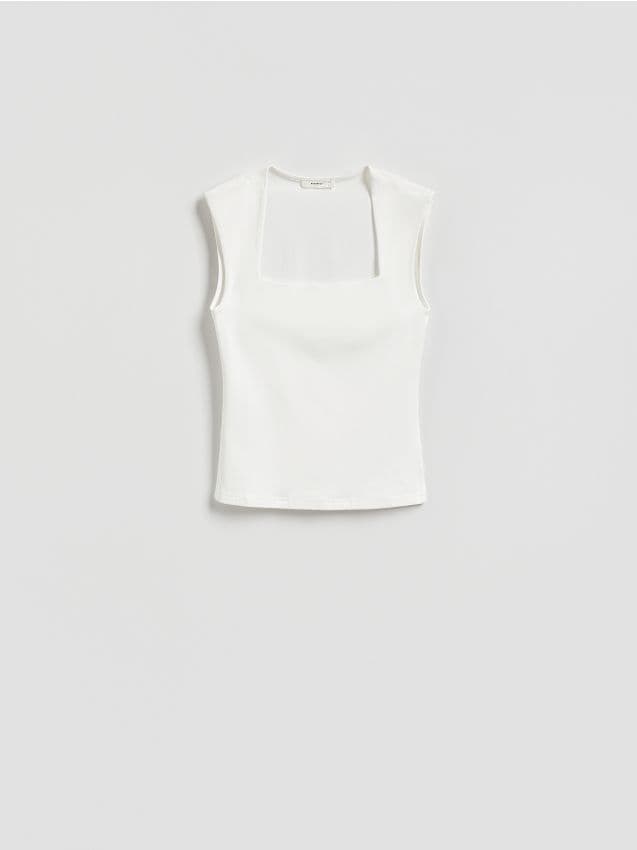 Reserved - Gładki top - biały