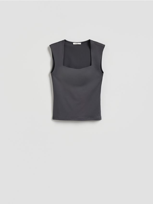 Reserved - Gładki top - ciemnoszary