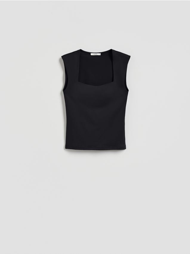 Reserved - Gładki top - czarny