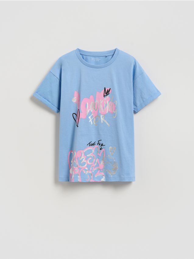 Reserved - T-shirt z nadrukiem - niebieski