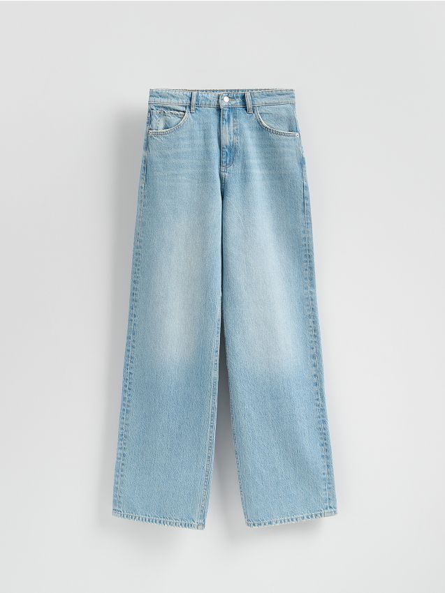 Reserved - Jeansy wide leg - niebieski