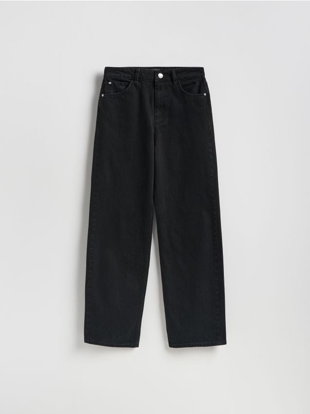 Reserved - Jeansy wide leg - czarny
