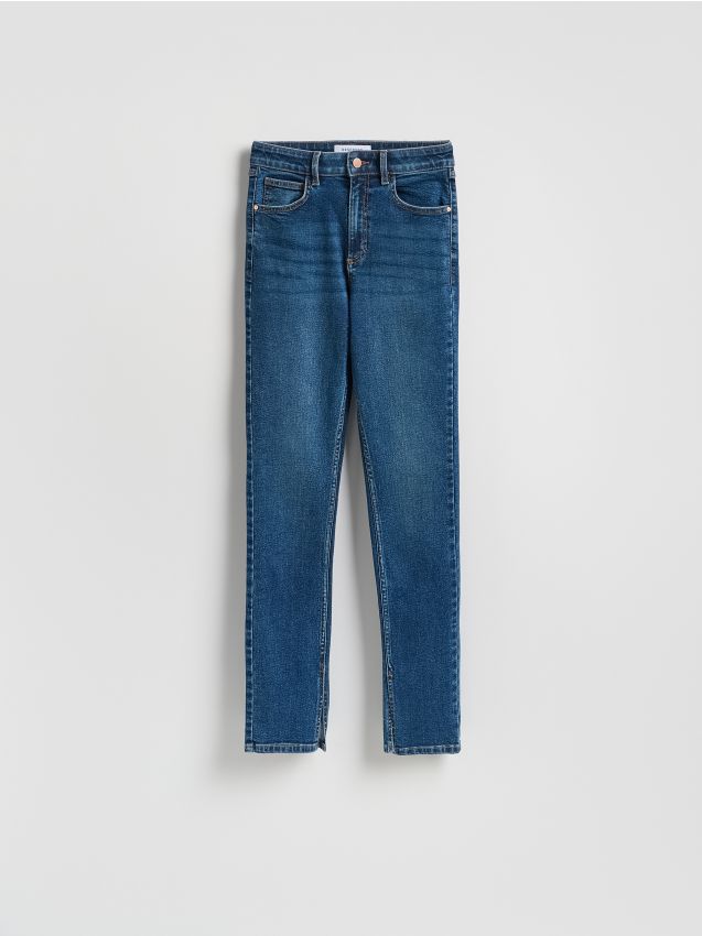 Reserved - Jeansy slim fit high waist - granatowy