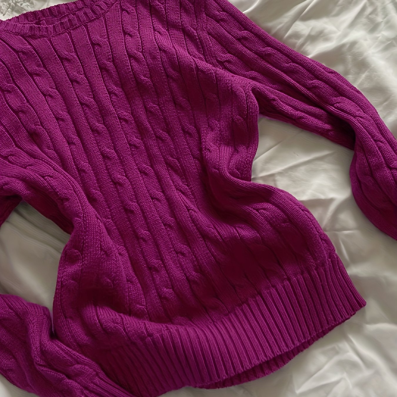 TEMU Nowy Damski Elegancki Sweter z Okrągłym Dekoltem i Długim Rękawem w Żywych Kolorach na Jesień/Zimę