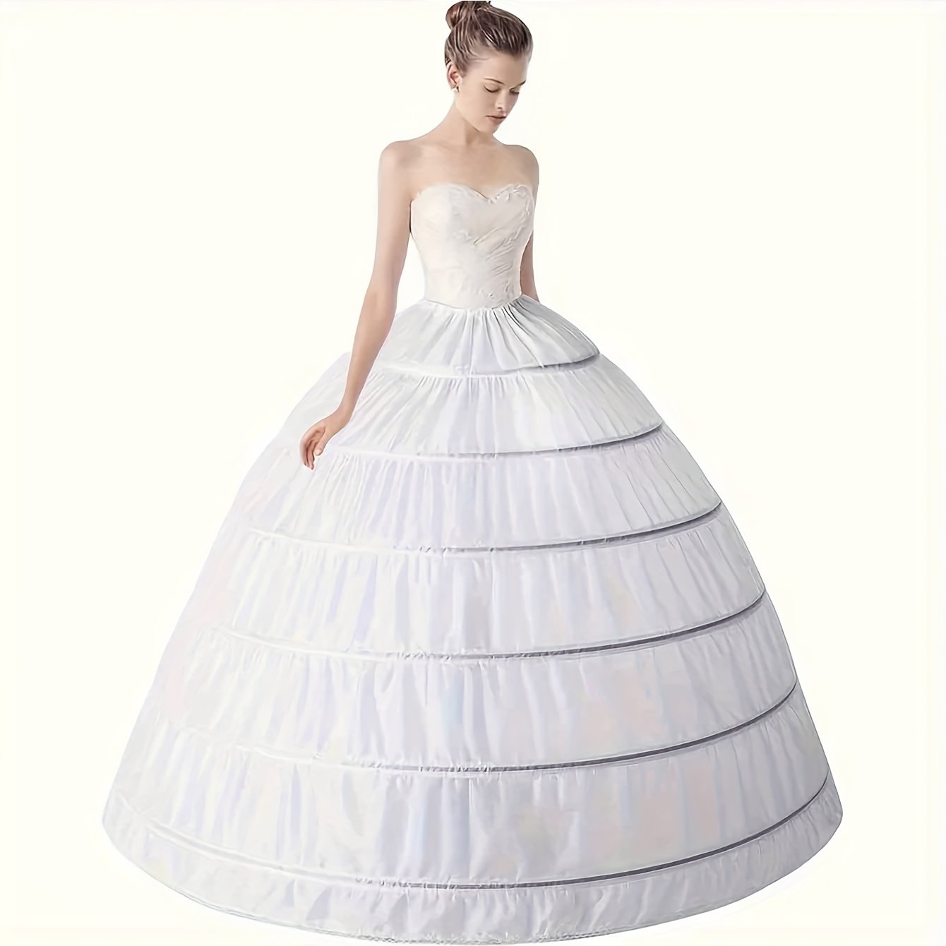 TEMU 1 szt. Elegancka 'owa Spódnica z Sześcioma Obręczami - Nierozciągliwa Podszewka na Ślub, Bal, Halloween, Sesję Zdjęć - Strukturalna Spódnia w