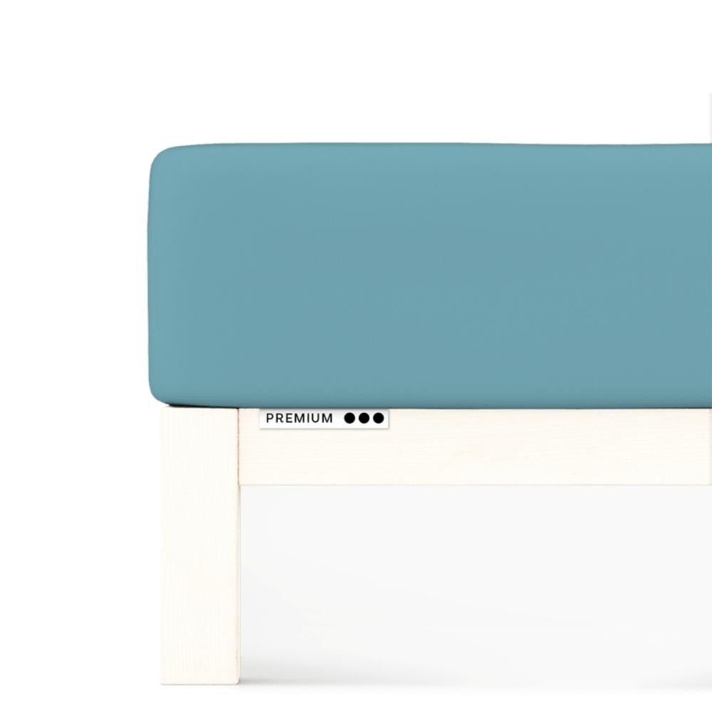 Prześcieradło Schlafgut Premium 120x200-130x220 Petrol Mid 467 - M bawełna, antyalergiczny