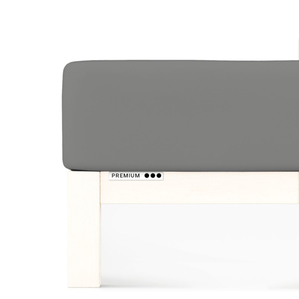 Prześcieradło Schlafgut Premium 180x200-200x220 Gray Mid 128 - XL bawełna, antyalergiczny