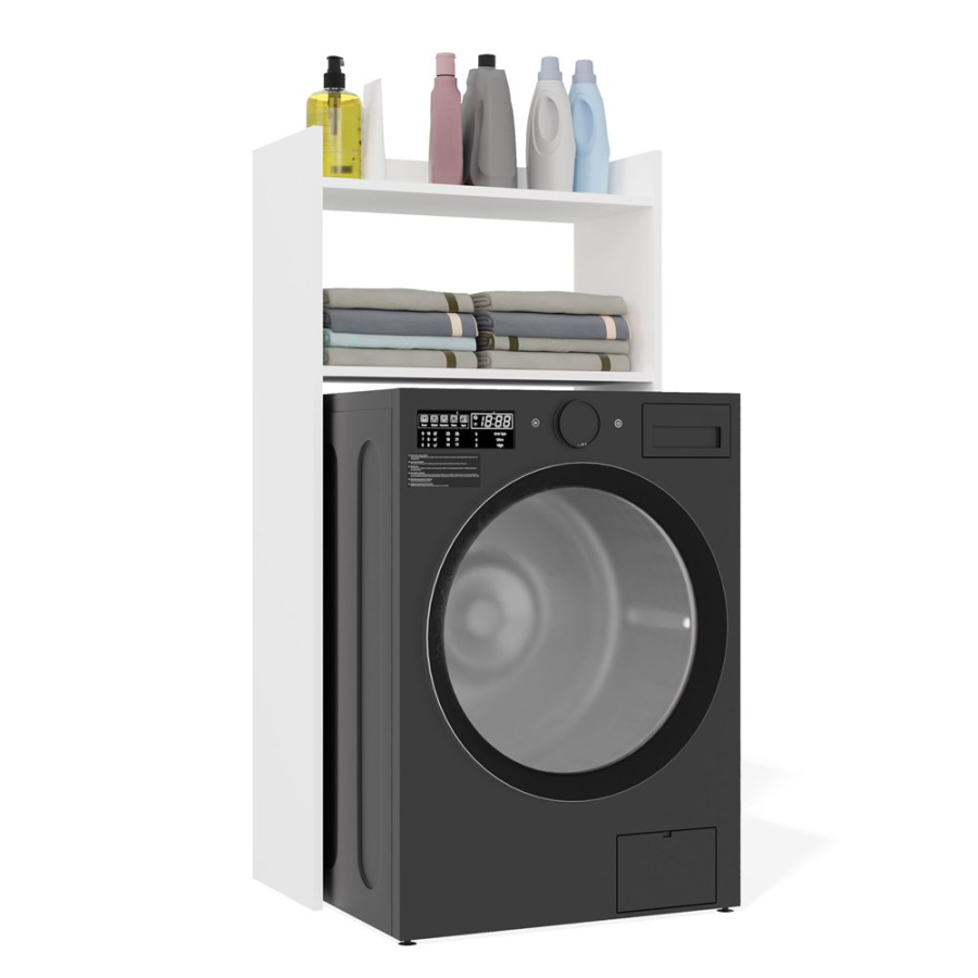 Szafka Łazienkowa NINA NP BIAŁA Na Pralkę Regał Słupek 2 Półki Do Łazienki M-MP-P-NIN-NP-BIA