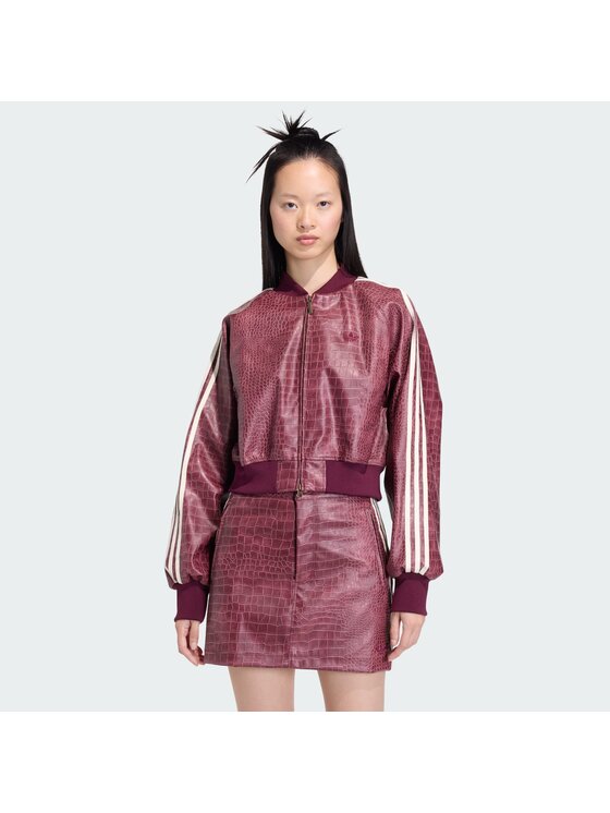 adidas Kurtka z imitacji skóry Pleather KD8792 Bordowy Oversize