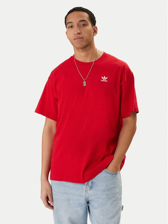 adidas T-Shirt Trefoil Essentials KC8984 Czerwony Oversize