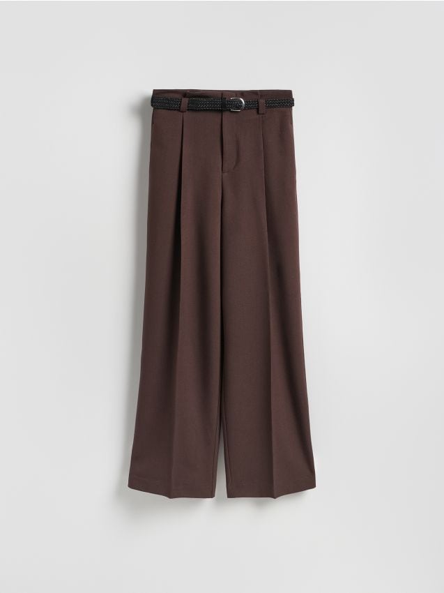 Reserved - Spodnie z paskiem - brązowy