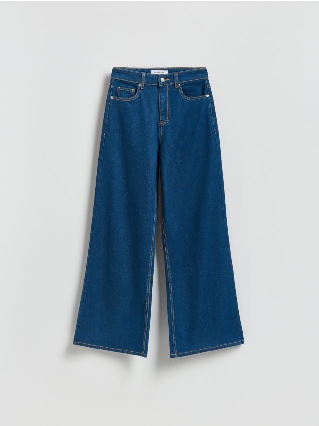 Reserved - Jeansy wide leg - granatowy