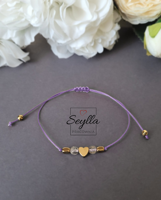 Bogactwo- Minimalistyczna bransoletka z sercem z Hematytu oraz Cytrynem