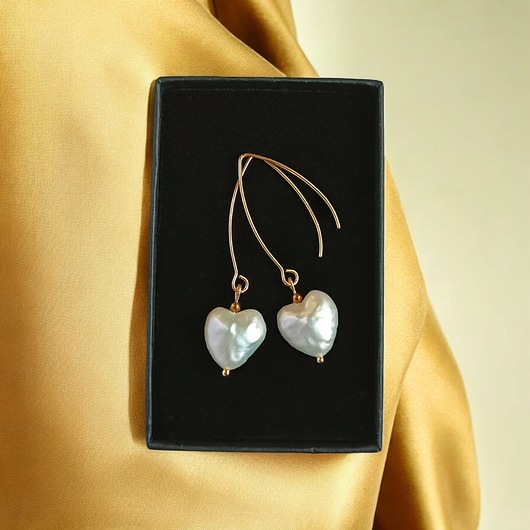 Serce - perła : kolczyki : wyjątkowy prezent PREMIUM