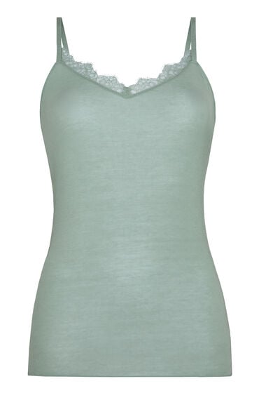Hunkemöller Super miękka koszulka z koronką i dekoltem w serek z dodatkiem kaszmiru Zielony