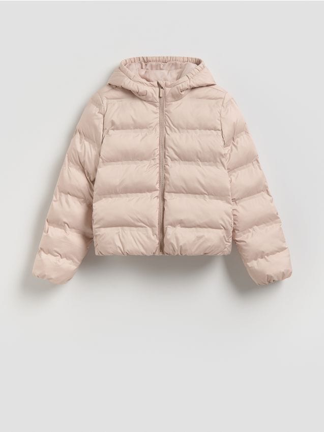 Reserved - Pikowana kurtka z kapturem - beżowy