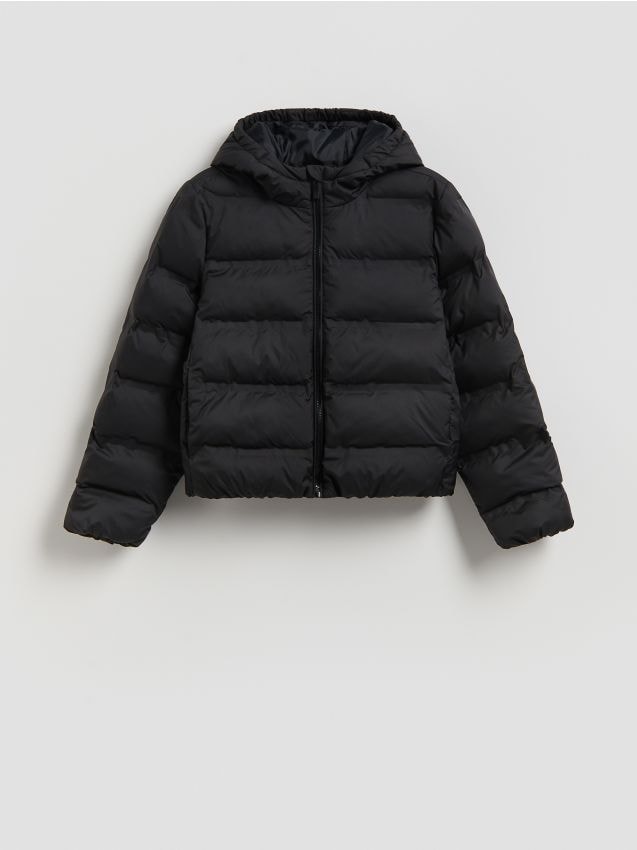 Reserved - Pikowana kurtka z kapturem - czarny